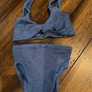 Blue Textured Bikini Set